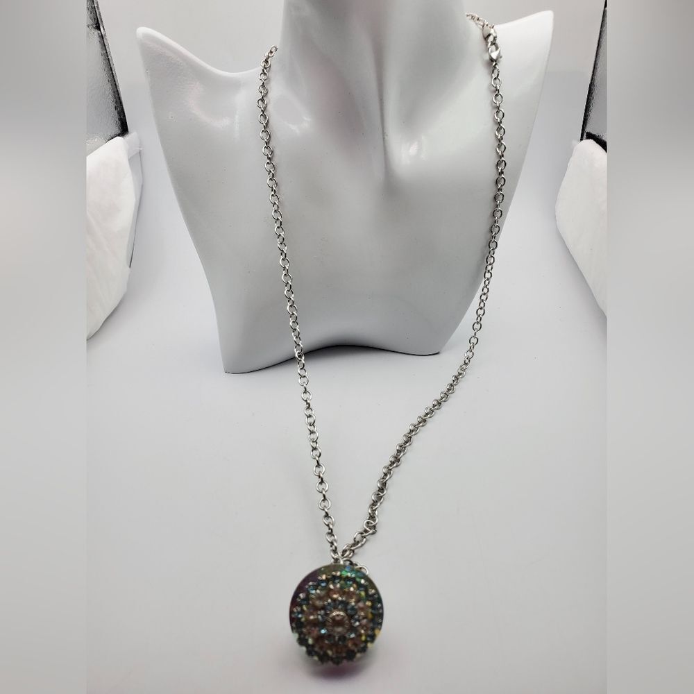 Ice crystal repurposed necklace w chain‎ N2131